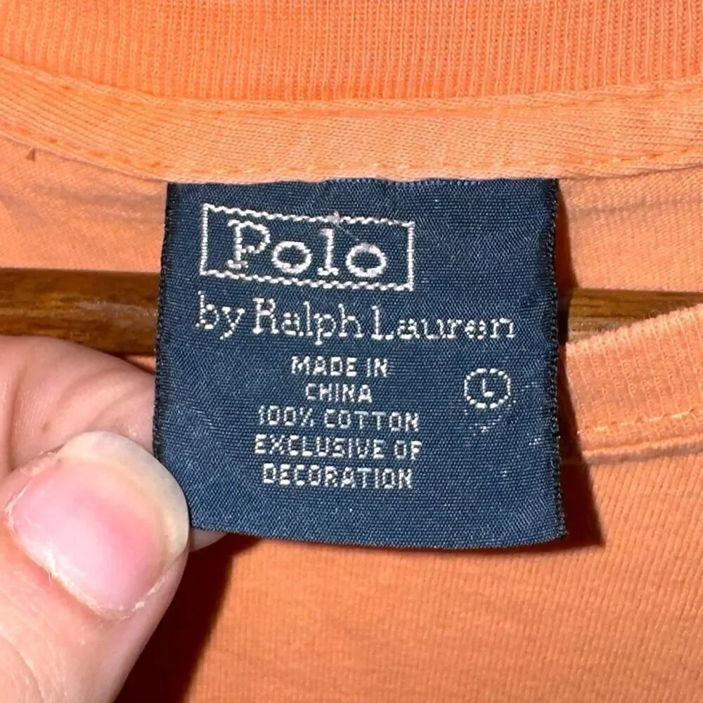 90s Polo Ralph Lauren University Orange Cotton S/S T-Shirt Sz L